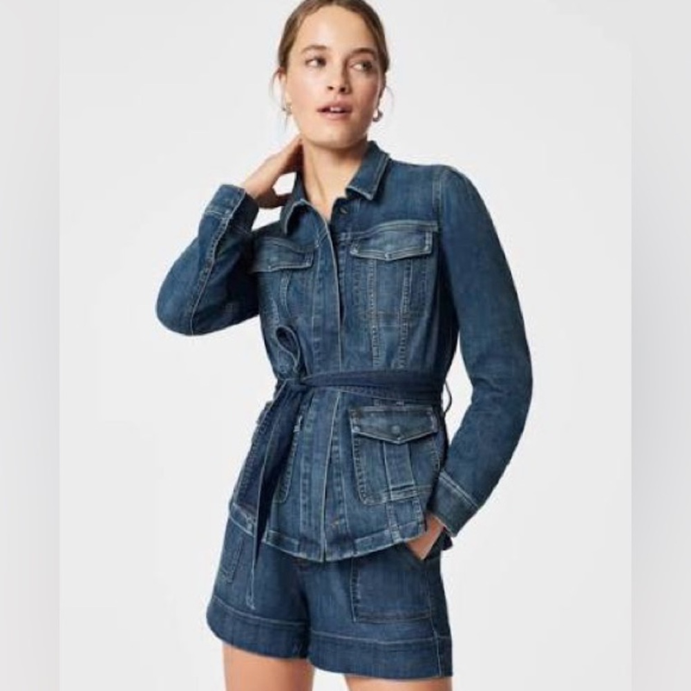 NWT Spanx Summer Denim Shacket Jean jacket size large L